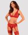 Комплект білизни Obsessive Lacelove cupless 3-pcs set M/L Red, бюстгальтер, стрінги, пояс для панчіх