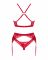Комплект білизни Obsessive Lacelove cupless 3-pcs set XL/2XL Red, бюстгальтер, стрінги, пояс для панчіх