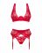 Комплект білизни Obsessive Lacelove cupless 3-pcs set XL/2XL Red, бюстгальтер, стрінги, пояс для панчіх
