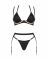 Комплект білизни Obsessive Selinne 3-pcs set XS/S Black, бюстгальтер, стрінги пояс для панчіх