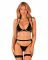 Комплект білизни Obsessive Selinne 3-pcs set XS/S Black, бюстгальтер, стрінги пояс для панчіх