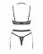 Комплект білизни Obsessive Selinne 3-pcs set M/L Black, бюстгальтер, стрінги пояс для панчіх