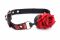 Кляп з трояндою Master Series: Eye-Catching Ball Gag With Rose, чорно-червоний