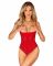 Боді з доступом Obsessive Ingridia crotchless teddy XS/S, червоне, відкриті груди