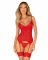 Комплект корсет та стрінги Obsessive Ingridia corset & thong M/L, червоний