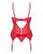 Комплект корсет та стрінги Obsessive Ingridia corset & thong M/L, червоний