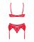 Комплект Obsessive Ingridia 3-pcs set XS/S, червоний, бюстгальтер, стрінги, пояс