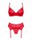 Комплект Obsessive Ingridia 3-pcs set XS/S, червоний, бюстгальтер, стрінги, пояс