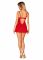 Пеньюар Obsessive Ingridia chemise & thong XL/2XL, червоний, сорочка, стрінги