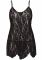 Сорочка бебі-дол Leg Avenue Rose Lace Flair Chemise Black, Queen Size
