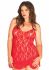 Сорочка бебі-дол Leg Avenue Rose Lace Flair Chemise Red, Queen Size