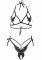 Еротичний комплект з відкритою чашкою Leg Avenue Open cup bra and pearl panty One Size Black