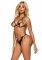 Еротичний комплект з відкритою чашкою Leg Avenue Open cup bra and pearl panty One Size Black