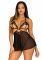 Сорочка бебі-дол з відкритими чашками Leg Avenue Lace and mesh babydoll & panty Black L, стринги