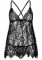 Сорочка бебі-дол Leg Avenue Floral lace babydoll & string Black S, стрінги
