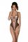Еротичне боді Passion MARINA BODY, L/XL, beige, з відкритими чашками