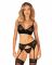 Комплект Obsessive Chemeris 3-pcs set M/L, стрінги, пояс для панчіх, бюстгальтер