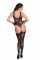 Боді Noir Handmade F242 Tulle body with patterned flock embroidery, L