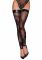 Панчохи без миска Noir Handmade F243 Tulle stockings with patterned flock embroidery, 3XL