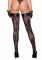 Панчохи без миска Noir Handmade F243 Tulle stockings with patterned flock embroidery, 3XL
