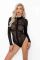 Боді під леопард Noir Handmade F287 Leopard flock bodysuit with long sleeves, S, довгий рукав