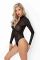 Боді під леопард Noir Handmade F287 Leopard flock bodysuit with long sleeves, XL, довгий рукав