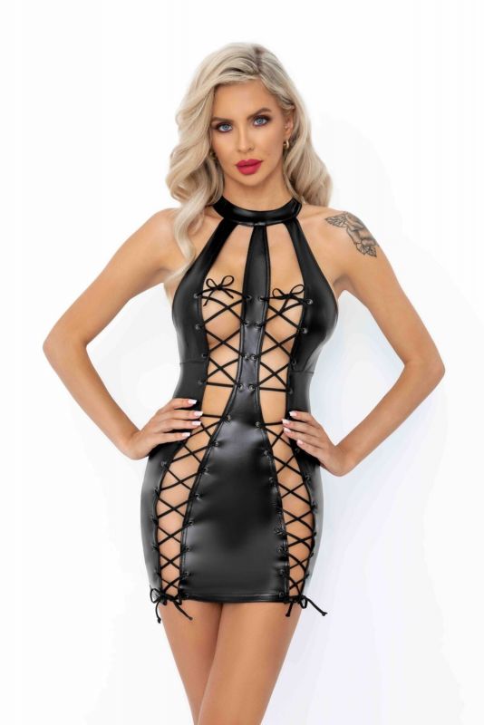 Сукня з мокрим ефектом Noir Handmade F291 Powerwetlook dress with double lace-up front, L
