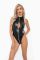 Боді з мокрим ефектом Noir Handmade F294 Powerwetlook bodysuit with front zipper, L