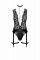 Боді Noir Handmade F297 Libido, XL, чорне, мереживо, низ під латекс, відкритий доступ, гартери