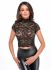 Топ Noir Handmade F303 Essence, XXL, black, мереживний, короткий рукав, комір-стійка