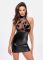 Сукня Noir Handmade F311 Eros, XXL, black, міні, спідниця під латекс, верх — сітка, відкрита спина