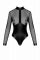 Боді Noir Handmade F321 Edge, XL, низ під латекс, верх сітка, блискавка на все тіло, декор кільця
