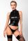 Топ Noir Handmade F324 Glam, XXL, black, халтер, на блискавці, вінілові вставки, комір-стійка