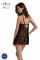Пеньюар Passion DROSERA CHEMISE black, L/XL, мереживний ліф зі стрепами, трусики в комплекті
