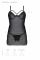 Пеньюар Passion DROSERA CHEMISE black, XXL/XXXL, мереживний ліф зі стрепами, трусики в комплекті