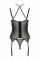 Корсет Passion DROSERA CORSET black, XXL/XXXL, з кріпленнями для панчіх, трусики в комплекті