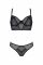 Комплект Passion DROSERA SET black, L/XL, сітка+мереживо, бюстьє та трусики танга