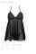 Пеньюар Passion KERRIA CHEMISE black, L/XL, мереживний верх, трусики в комплекті
