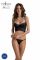 Комплект Passion KERRIA SET black, XXL/XXXL сітка+мереживо, бюстьє та стрінги