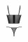 Комплект Passion KERRIA SET black, XXL/XXXL сітка+мереживо, бюстьє та стрінги