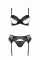 Комплект Passion KERRIA SET WITH OPEN BRA black, L/XL, бюстгальтер з відкритою чашкою, стрінги, пояс для панчіх