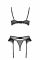 Комплект Passion KERRIA SET WITH OPEN BRA black, XXL/XXXL, бюстгальтер з відкритою чашкою, стрінги, пояс для панчіх