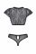 Комплект Passion LEAFA BIKINI black, XXL/XXXL, бюстгальтер-топ з рукавчиками, стрінги-шортики з вирізом