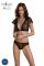 Комплект Passion LEAFA BIKINI black, XXL/XXXL, бюстгальтер-топ з рукавчиками, стрінги-шортики з вирізом