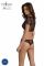 Комплект Passion LEAFA BIKINI black, XXL/XXXL, бюстгальтер-топ з рукавчиками, стрінги-шортики з вирізом