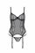 Корсет Passion LEAFA CORSET black, XXL/XXXL, м'які чашки, затискачі для панчіх, стрінги в комплекті