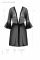 Пеньюар Passion LEAFA PEIGNOIR black, L/XL, довжина трохи вище коліна, широкі рукави, зав'язується на пояс
