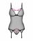 Корсет Obsessive Novenes corset & thong, XS/S, прозорий, відкрита спина, стрінги в комплекті