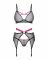 Комплект Obsessive Novenes 3-pcs set, XL/2XL, прозорий ліф на кісточках, стрінги, пояс