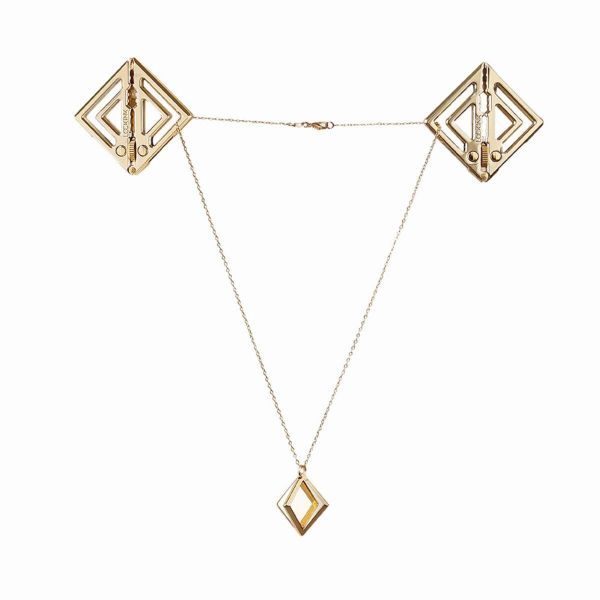 Затискачі для сосків з легкою підвіскою LOCKINK Adjustable Nipple Clamps with Light Pendant, золотисті